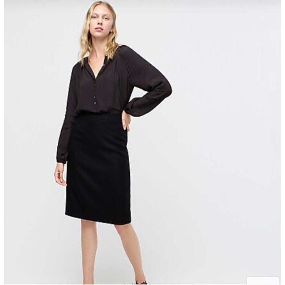 J. Crew Long Sleeve Drapey Popover Top Black AH108 Size S